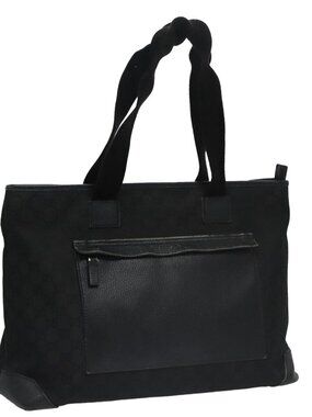 GUCCI GG Canvas Tote Bag Outlet Black Silver 180449 Auth ep7007